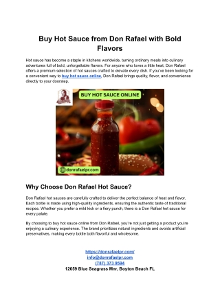 Buy Hot Sauce from Don Rafael with Bold Flavors