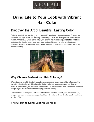 Bring Life to Your Look with Vibrant Hair Color