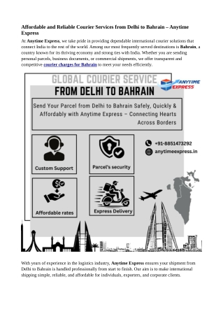 Delhi to Bahrain courier charges