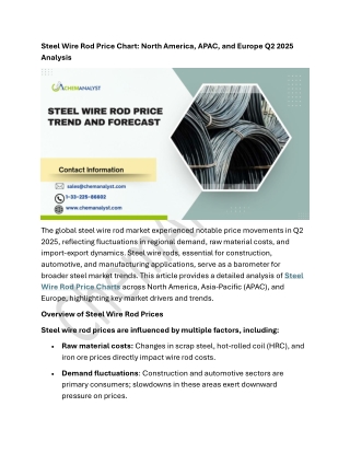 Steel Wire Rod Price Chart, Trend, Index, News, Demand and Forecast