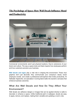 The Psychology of Space: How Wall Decals Influence Mood and Productivity