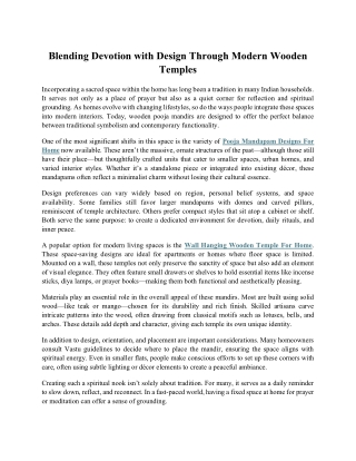 Blending Devotion with Design Through Modern Wooden Temples