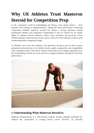 Why UK Athletes Trust Masteron Steroid for Competition Prep