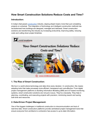 How Smart Construction Solutions Reduce Costs and Time