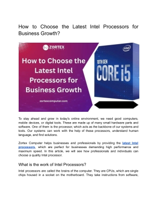 How to Choose the Latest Intel Processors for Business Growth