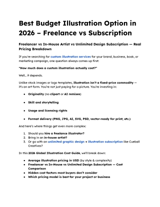 Best Budget Illustration Options 2026 | Freelance vs In-House vs Subscription