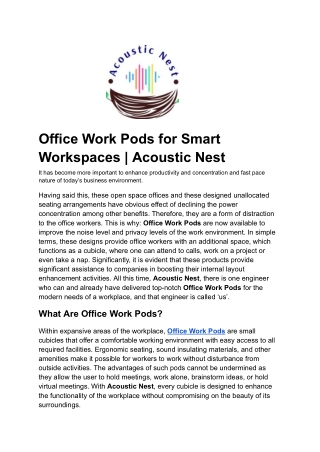 Office Work Pods for Smart Workspaces _ Acoustic Nest