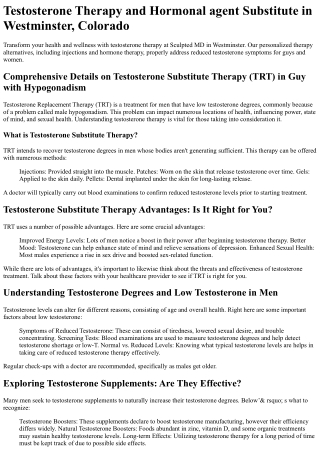 Testosterone Therapy Westminster