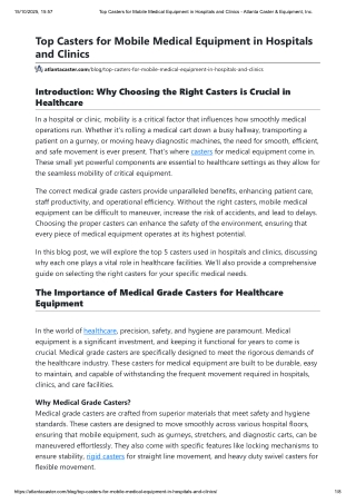 Top Casters for Mobile Medical Equipment in Hospitals and Clinics