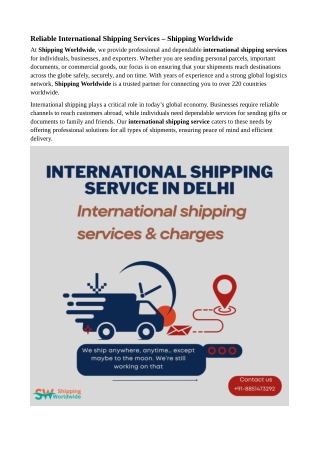 Reliable International Shipping Services – Ship Worldwide with Ease