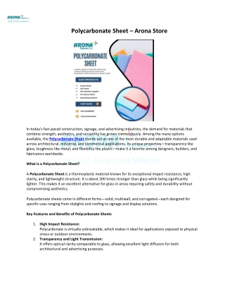 Polycarbonate Sheet – Arona Store