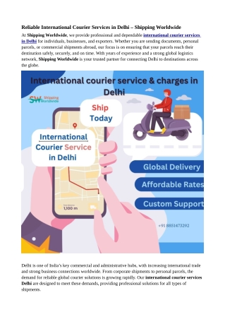 International Courier Service Delhi – Delivering Across the Globe with Confidenc