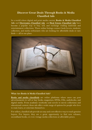Discover Great Deals Through Books & Media Classified Ads