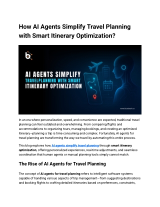 How AI Agents Simplify Travel Planning | Bluebash