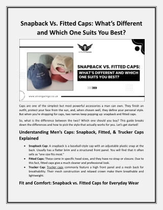 Snapback Vs. Fitted Caps What’s Different and Which One Suits You Best