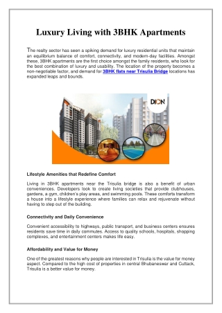 Luxury Living with 3BHK Apartments