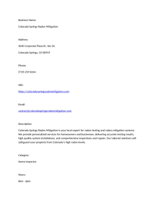 Colorado Springs Radon Mitigation