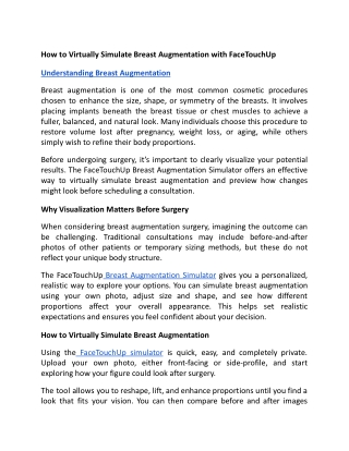 How to Virtually Simulate Breast Augmentation with FaceTouchUp