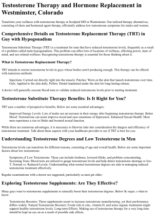 Testosterone Therapy Westminster
