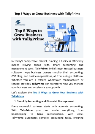 Top 5 Ways to Grow Business with TallyPrime - Ezeetech Solutions
