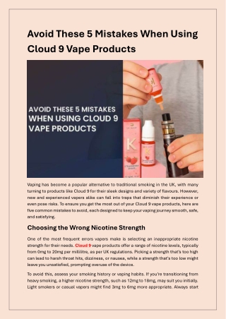 5 Common Cloud 9 Vape Mistakes and How to Avoid Them