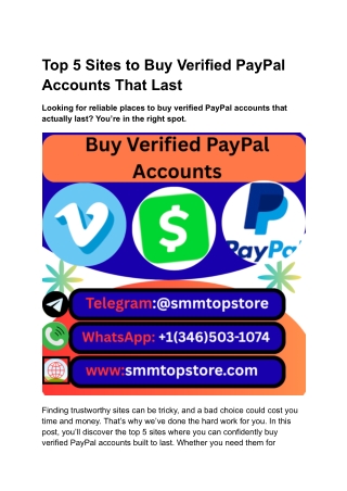 Top 5 Sites to Buy Verified PayPal Accounts That Last