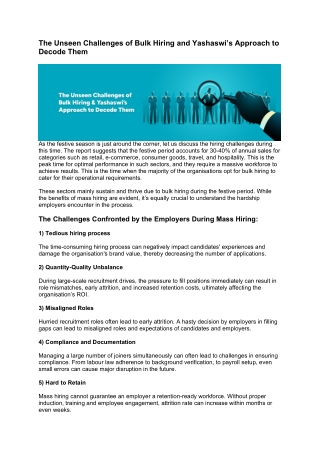 The Unseen Challenges of Bulk Hiring and Yashaswi’s Approach to Decode Them