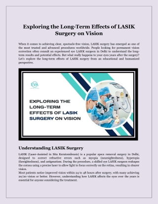 Exploring the Long-Term Effects of LASIK Surgery on Vision