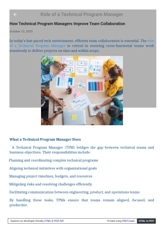 Role of a Technical Program Manager