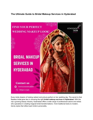 The Ultimate Guide to Bridal Makeup Services in Hyderabad