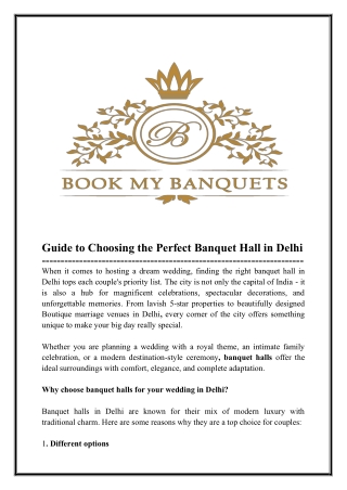 Grab Luxury Banquet halls in Delhi