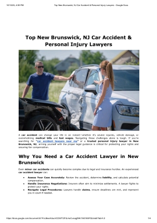 Top New Brunswick, NJ Car Accident & Personal Injury Lawyers