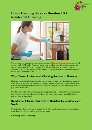 House Cleaning Services Houston TX - Residential Cleaning