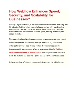 How Webflow Enhances Speed, Security, and Scalability for Businesses