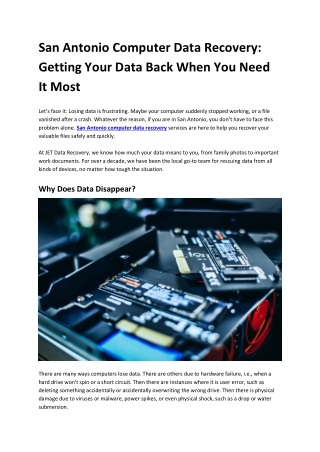 San Antonio Computer Data Recovery: Getting Your Data Back When You Need It Most