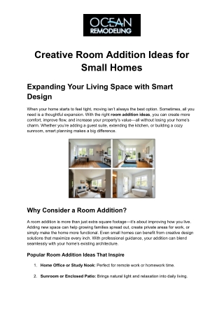 Creative Room Addition Ideas for Small Homes