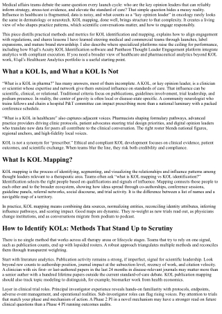 KOL Mapping in Pharma: Methods, Metrics, and Regulatory Considerations