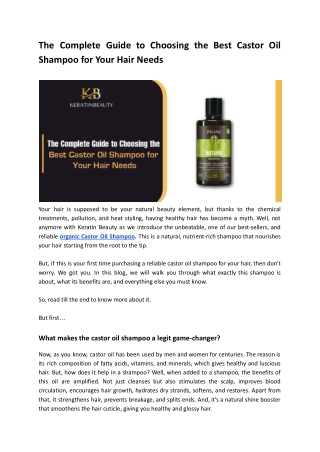 The Complete Guide to Choosing the Best Castor Oil Shampoo for Your Hair Needs