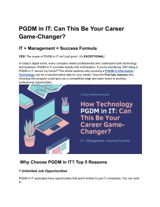 PGDM in IT_ Can This Be Your Career Game-Changer_