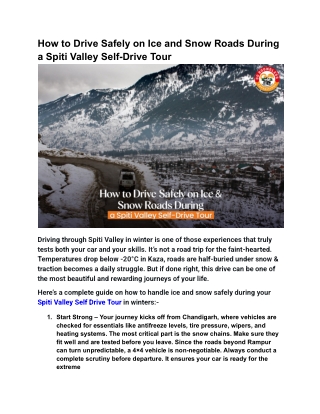 How to Drive Safely on Ice and Snow Roads During a Spiti Valley Self-Drive Tour