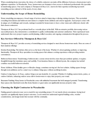 Home Remodeling Company Waxahachie TX: Top Services Offered