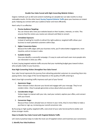 Double Your Sales Funnel with High-Converting Website Visitors