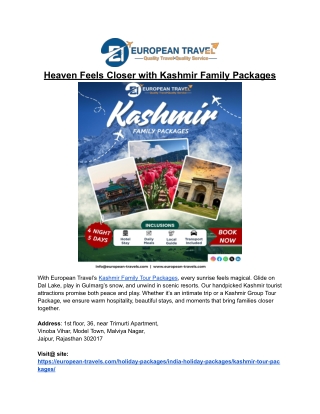 Kashmir family packages
