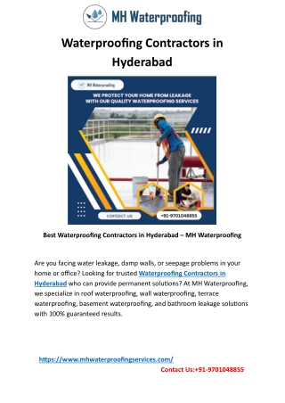 Waterproofing Contractors in Hyderabad