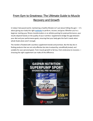 From Gym to Greatness The Ultimate Guide to Muscle Recovery and Growth