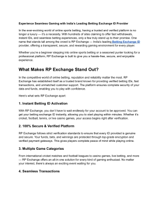 Experience Seamless Gaming with India’s Leading Betting Exchange ID Provider