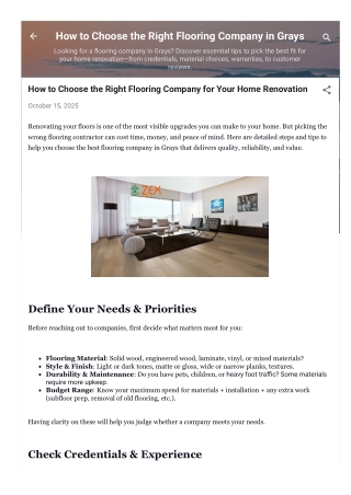 Flooring company in Grays