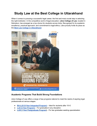 Study Law at the Best College in Uttarakhand