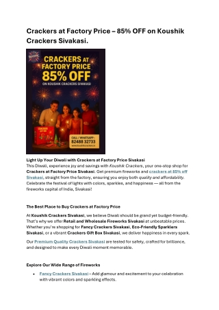 Crackers at Factory Price  85 OFF on Koushik Crackers Sivakasi