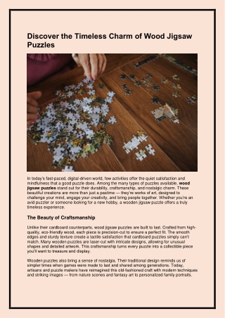 Discover the Timeless Charm of Wood Jigsaw Puzzles